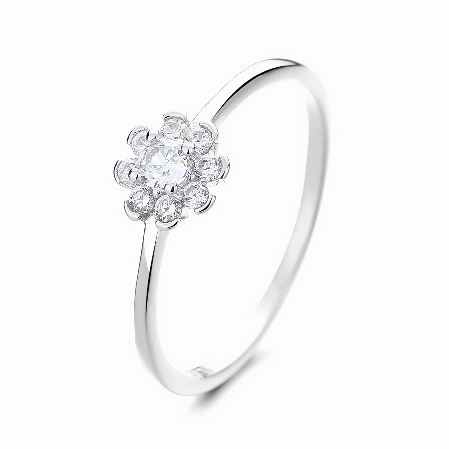 Crystal Bloom – Sterling Silver Ring with Dainty Flower - Shaped CZ Cluster - NAFALUXE
