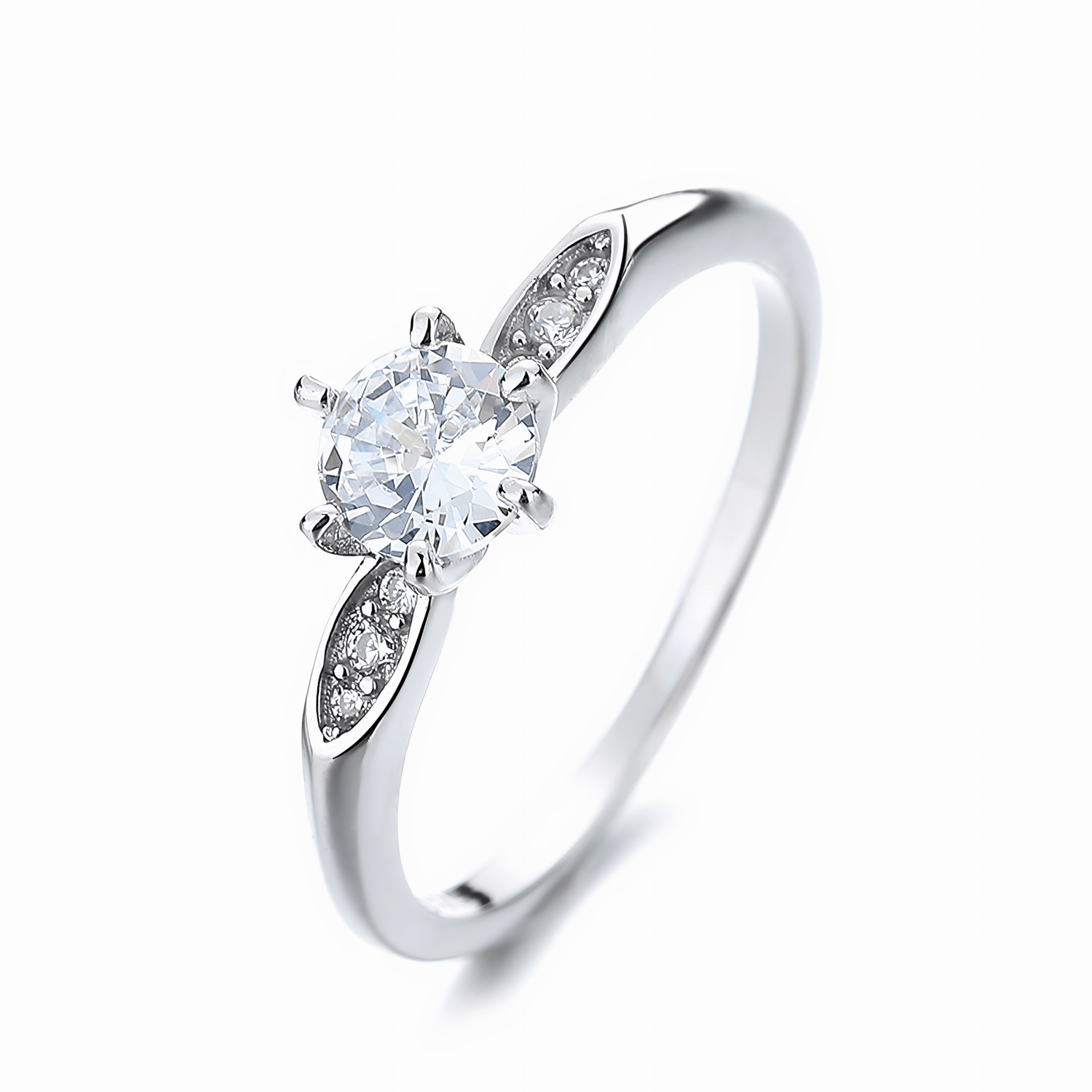 Timeless Spark – Sterling Silver Ring with Round Brilliant Center and Marquise Accents - NAFALUXE
