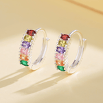 925 Silver Colorful CZ Huggie Earrings – AAA Quality Stones - NAFALUXE