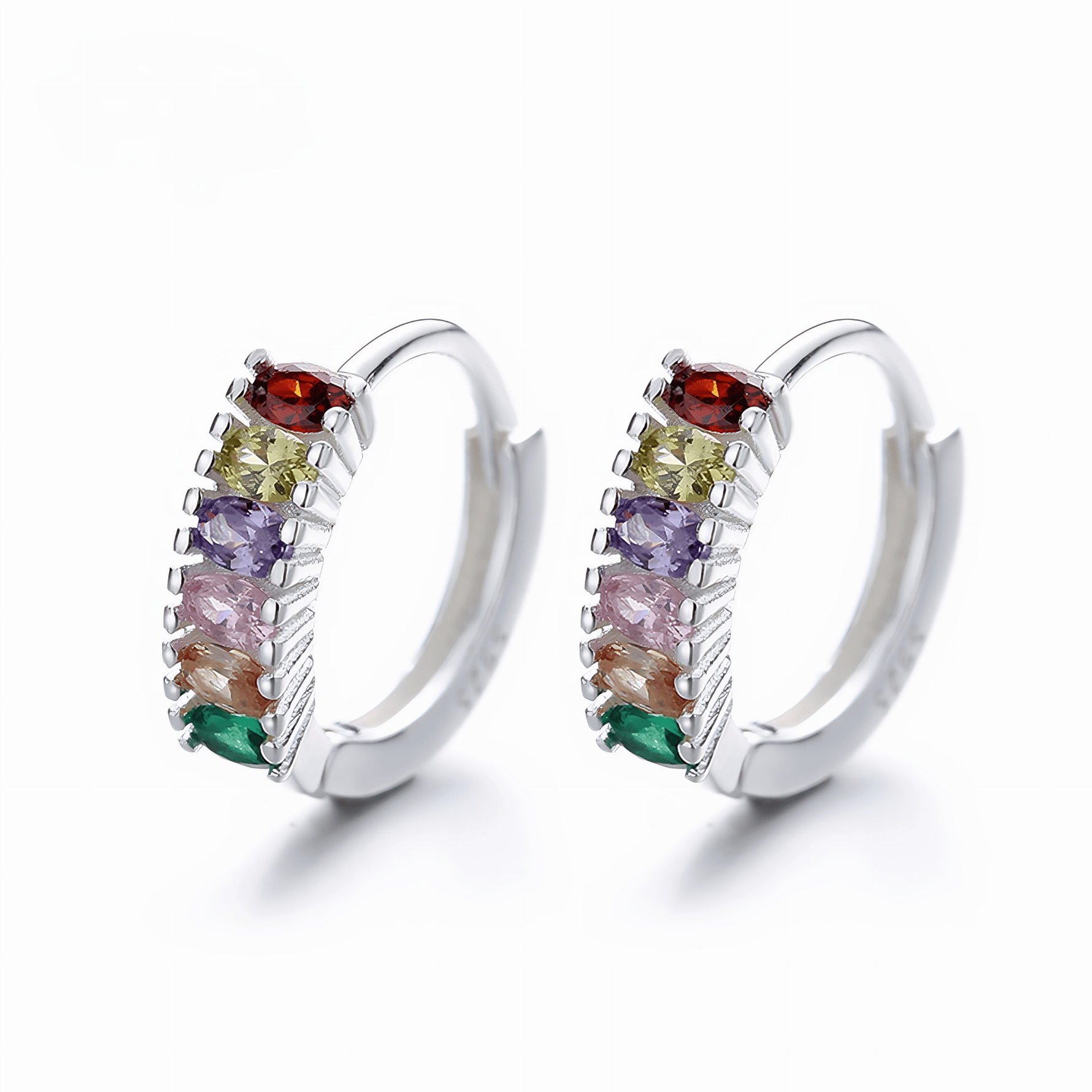 925 Silver Colorful CZ Huggie Earrings – AAA Quality Stones - NAFALUXE