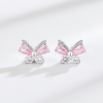 925 Silver Pink Butterfly Studs - NAFALUXE