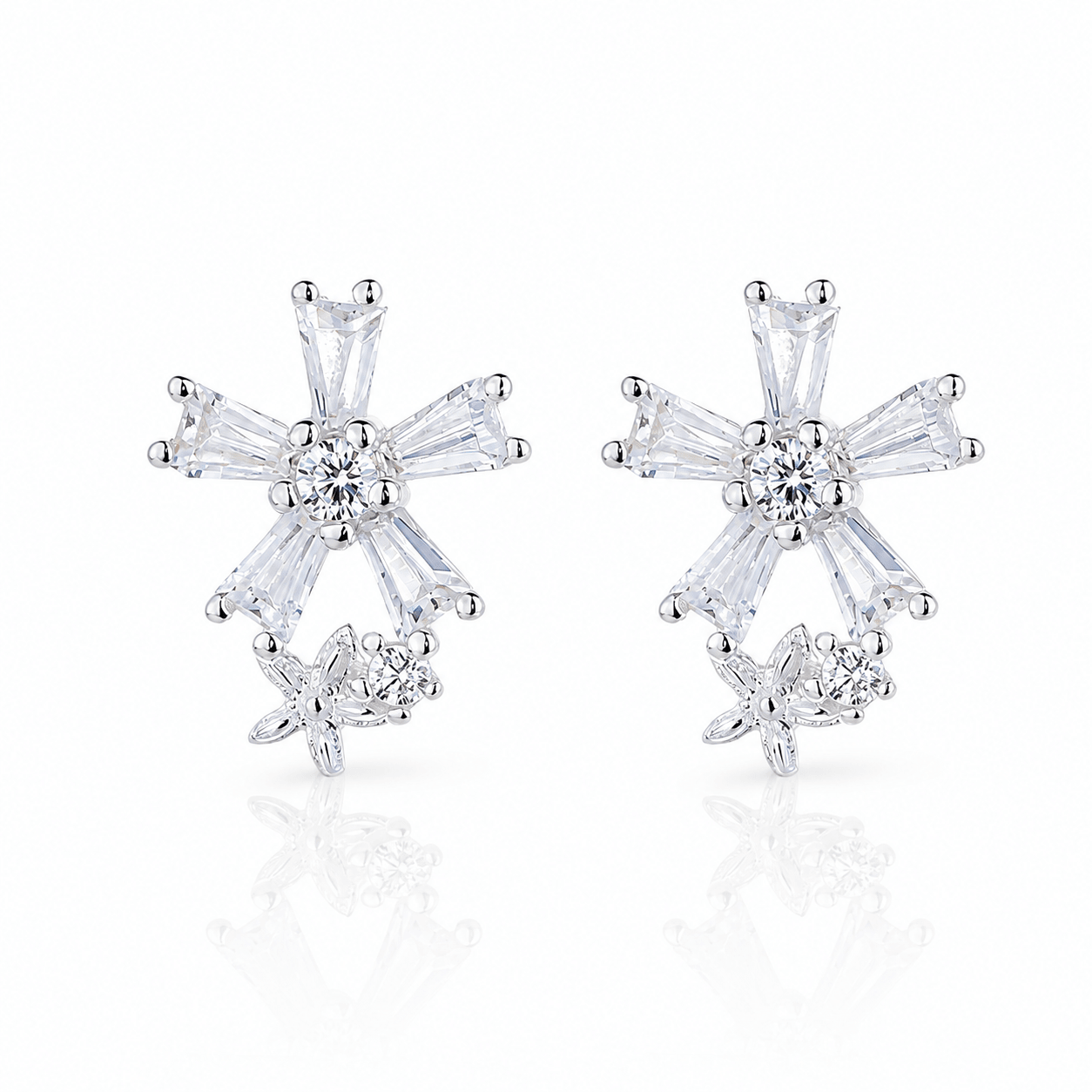 Orecchini a bottone in argento sterling 925 con zirconi AAA - NAFALUXE