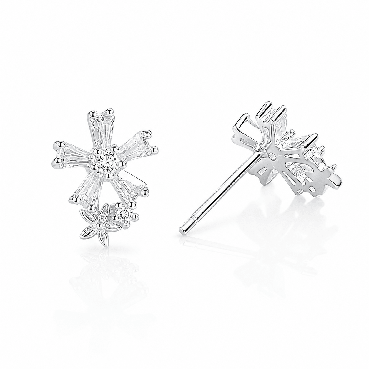 Orecchini a bottone in argento sterling 925 con zirconi AAA - NAFALUXE