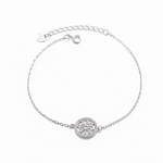 925 Sterling Silver Circle Bracelet with Sparkling Cubic Zirconia Accents - NAFALUXE