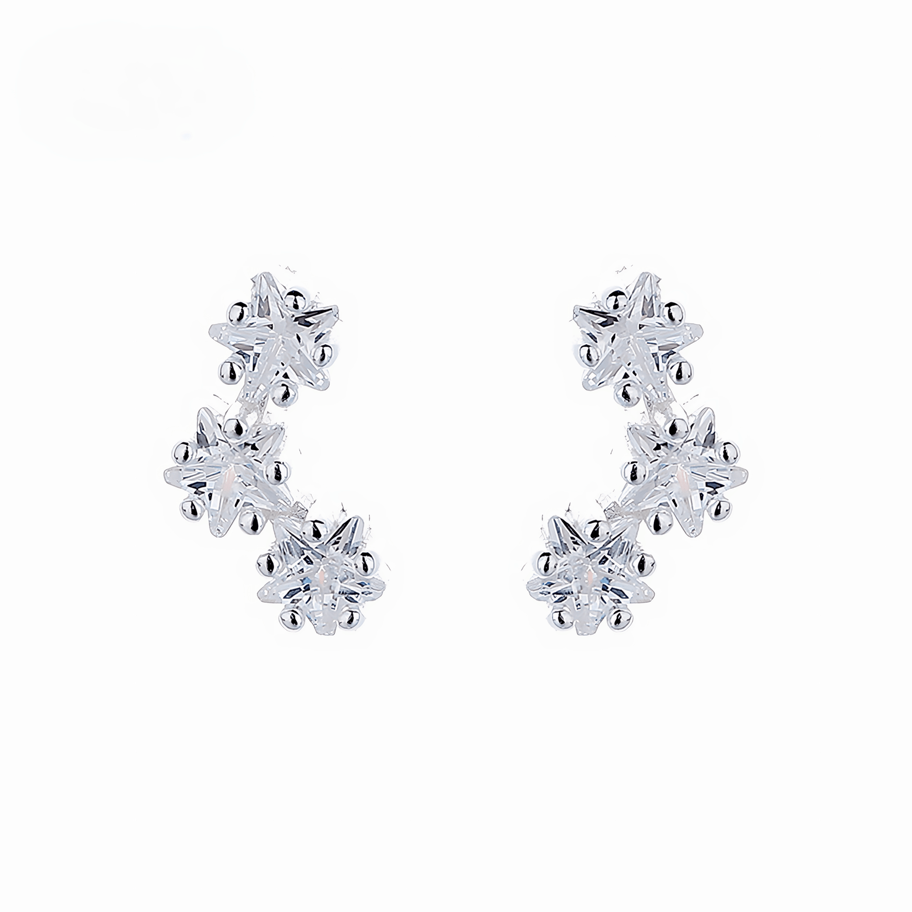 925 Sterling Silver Climber Earrings with Star - Shaped AAA Cubic Zirconia - NAFALUXE