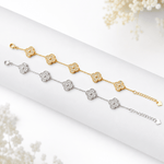 925 Sterling Silver Clover Bracelet with Zircon Stones - NAFALUXE