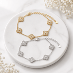 925 Sterling Silver Clover Bracelet with Zircon Stones - NAFALUXE