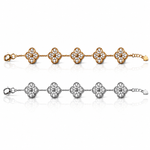 925 Sterling Silver Clover Bracelet with Zircon Stones - NAFALUXE