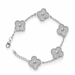 925 Sterling Silver Clover Bracelet with Zircon Stones - NAFALUXE