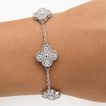 925 Sterling Silver Clover Bracelet with Zircon Stones - NAFALUXE