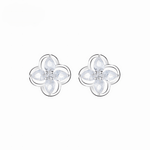 925 Sterling Silver Floral Stud Earrings with Marquise - Cut AAA Cubic Zirconia - NAFALUXE