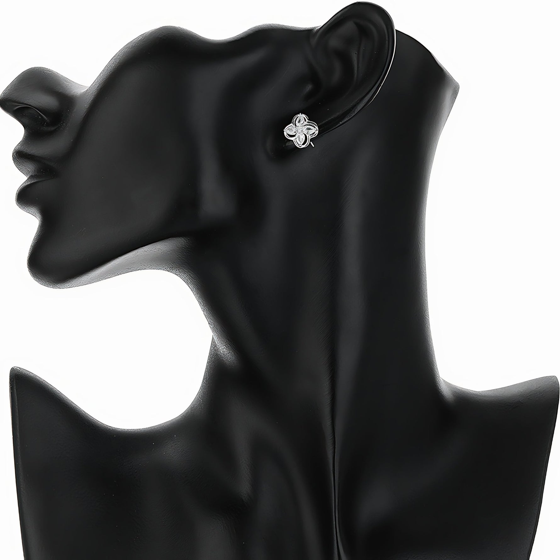 925 Sterling Silver Floral Stud Earrings with Marquise - Cut AAA Cubic Zirconia - NAFALUXE