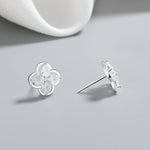 925 Sterling Silver Floral Stud Earrings with Marquise - Cut AAA Cubic Zirconia - NAFALUXE