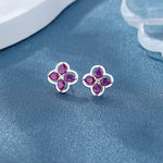 925 Sterling Silver Floral Stud Earrings with Pink Teardrop AAA Cubic Zirconia - NAFALUXE