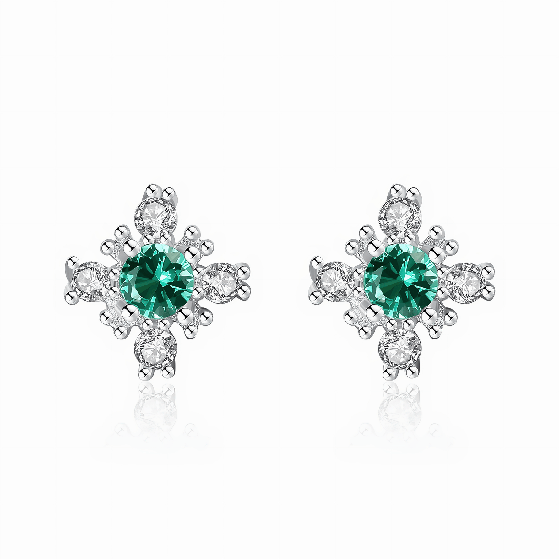Boucles d'oreilles à clous florales en argent sterling 925 avec zircons – Design élégant et étincelant - NAFALUXE