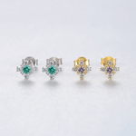 Boucles d'oreilles à clous florales en argent sterling 925 avec zircons – Design élégant et étincelant - NAFALUXE