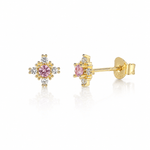 925 Sterling Silver Floral Stud Earrings with Zircon Stones – Elegant Sparkling Design - NAFALUXE