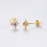 Boucles d'oreilles à clous florales en argent sterling 925 avec zircons – Design élégant et étincelant - NAFALUXE