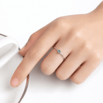 925 Sterling Silver Minimal Ring with Green Zircon – Elegant Stackable Design - NAFALUXE