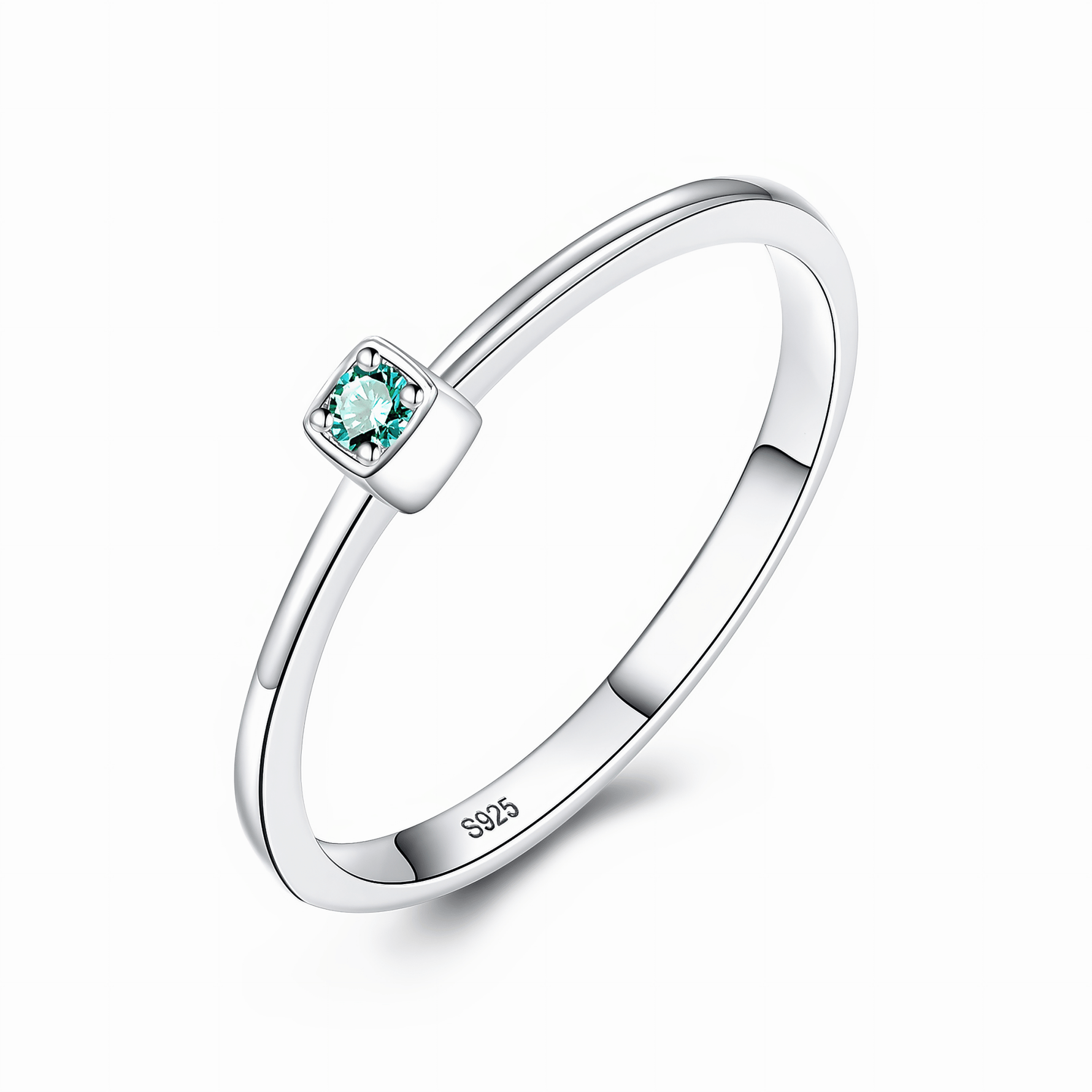 Bague minimaliste en argent sterling 925 avec zircon vert – Design élégant et modulable - NAFALUXE