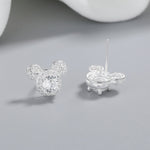 925 Sterling Silver Mouse Stud Earrings with Sparkling AAA Cubic Zirconia - NAFALUXE