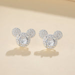925 Sterling Silver Mouse Stud Earrings with Sparkling AAA Cubic Zirconia - NAFALUXE