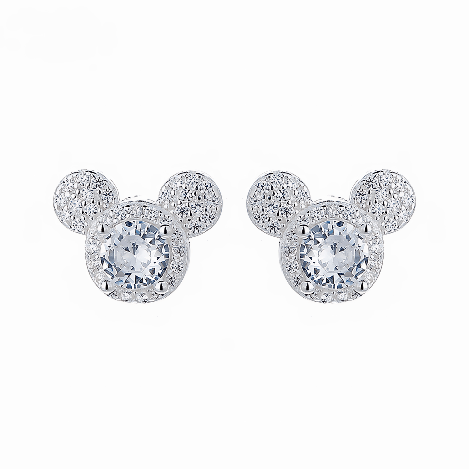 925 Sterling Silver Mouse Stud Earrings with Sparkling AAA Cubic Zirconia - NAFALUXE