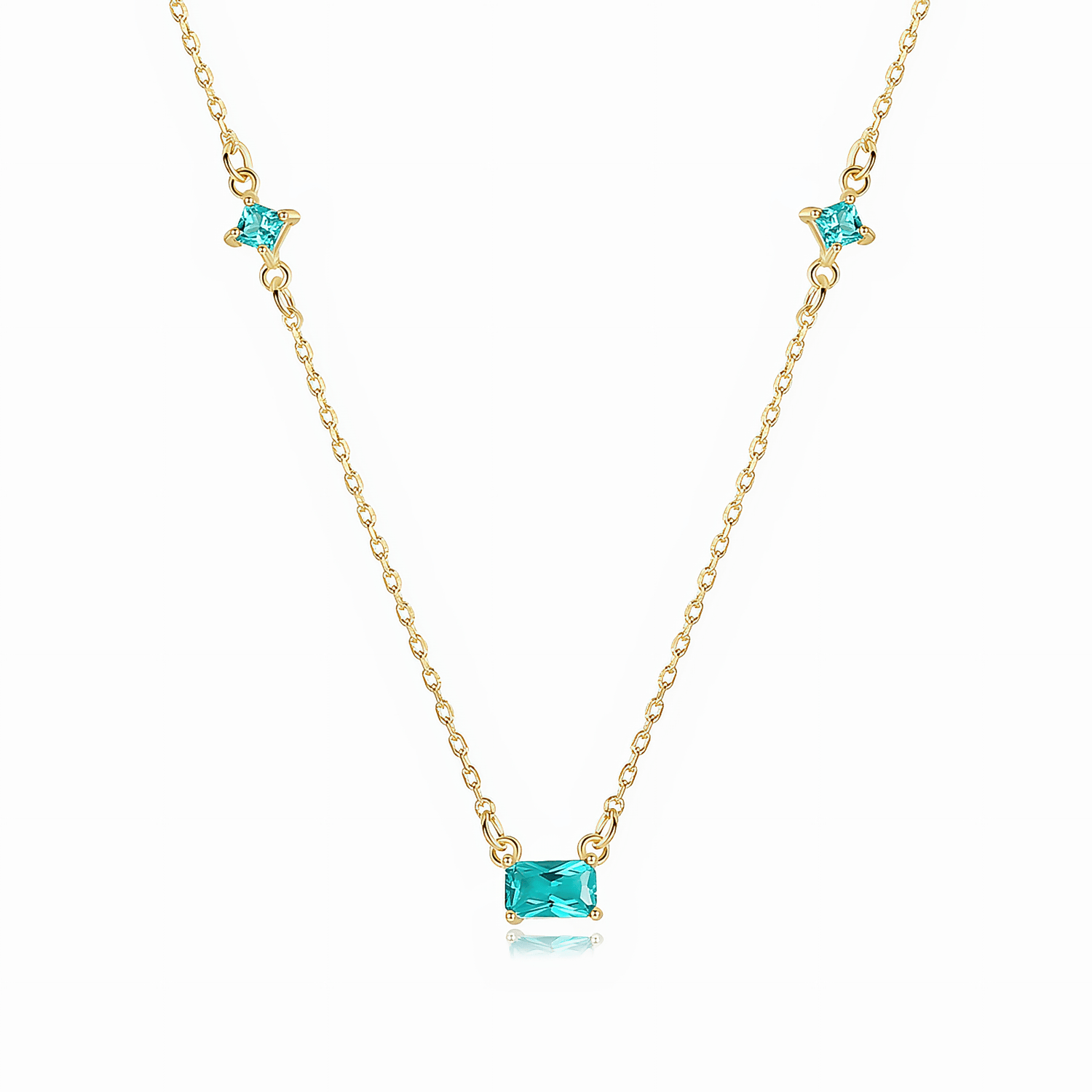 925 Sterling Silver Necklace with Blue Formica Stone – Gold Plated - NAFALUXE