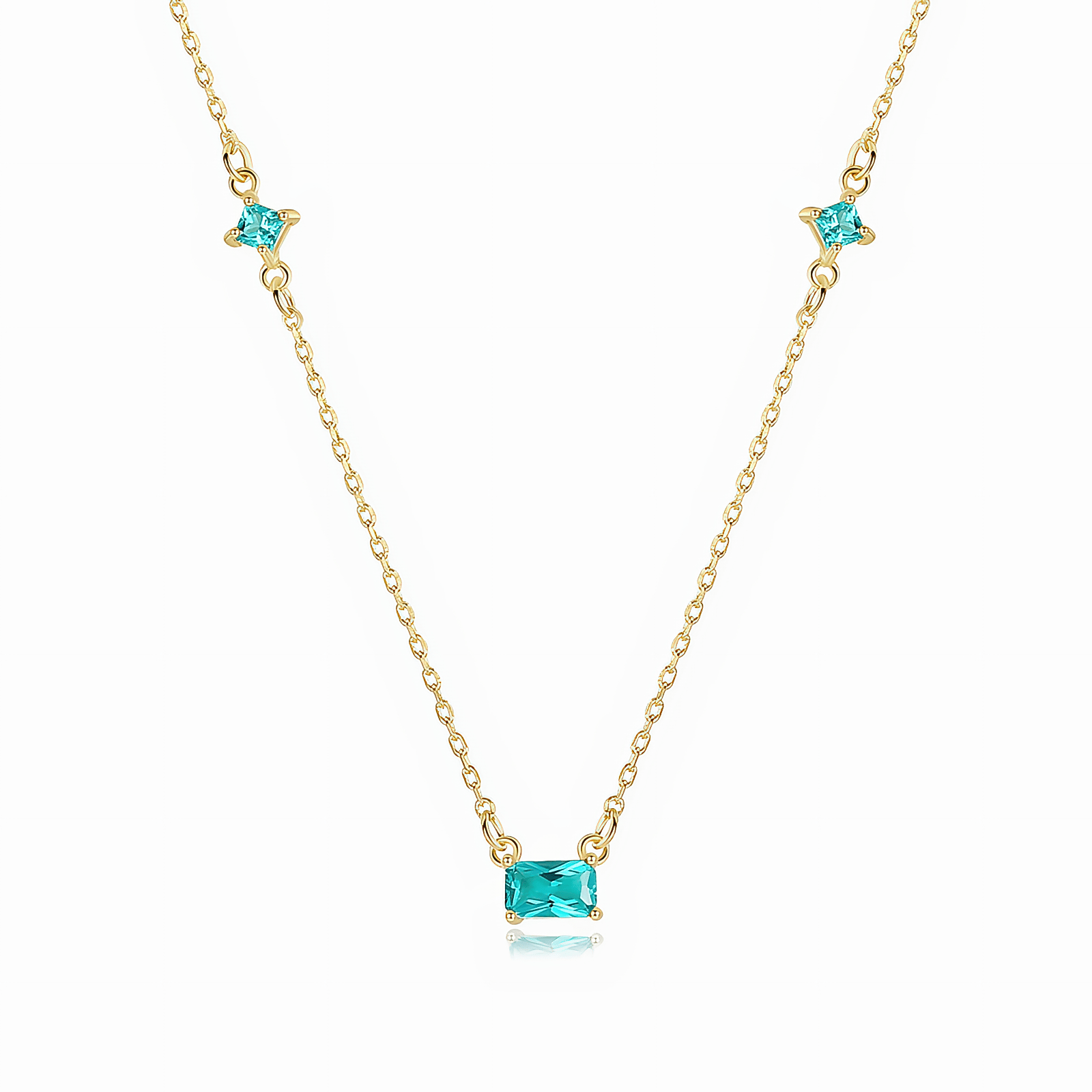 Collier en argent sterling 925 avec pierre Formica bleue – plaqué or - NAFALUXE