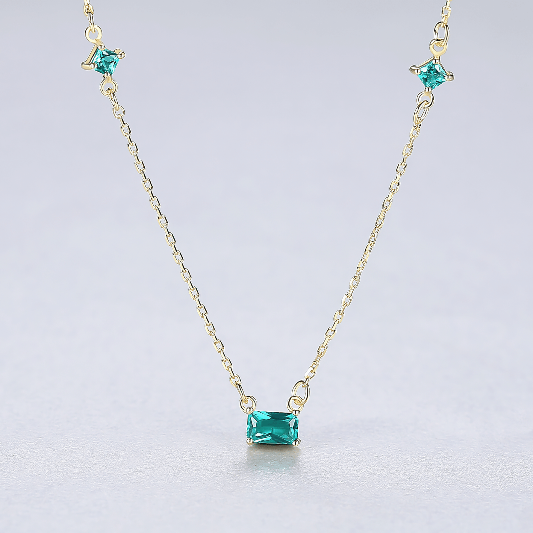 Collier en argent sterling 925 avec pierre Formica bleue – plaqué or - NAFALUXE