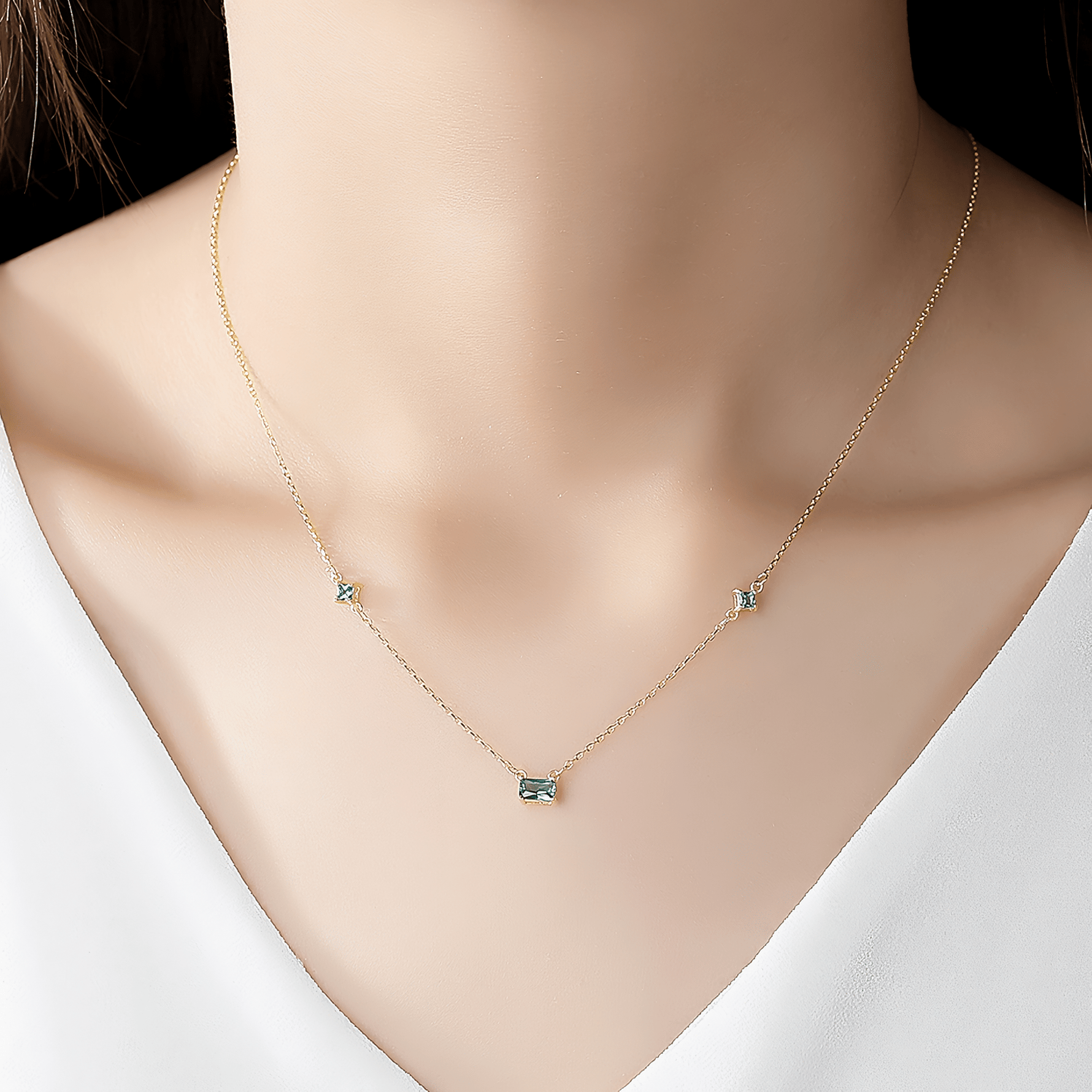 Collier en argent sterling 925 avec pierre Formica bleue – plaqué or - NAFALUXE