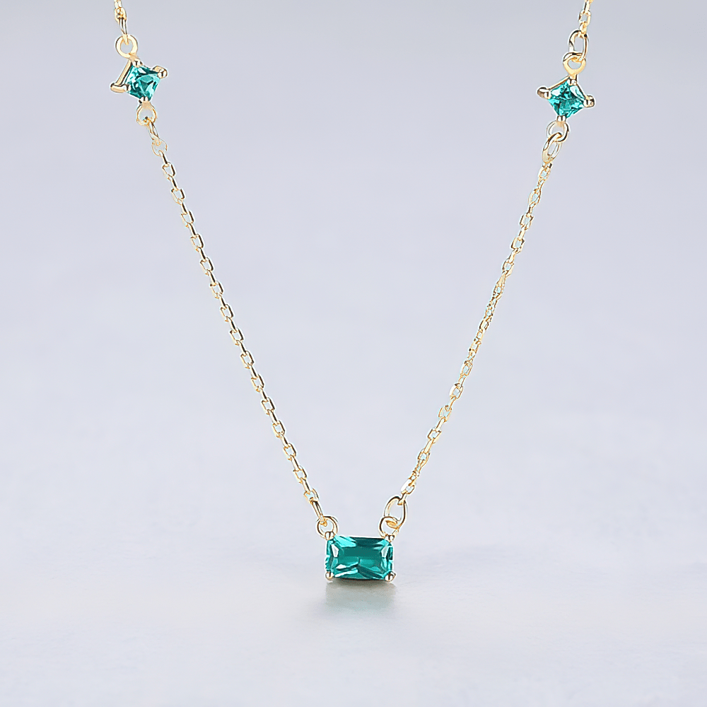 Collier en argent sterling 925 avec pierre Formica bleue – plaqué or - NAFALUXE