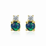 925 Sterling Silver Opal Stud Earrings with Cubic Zirconia – Gold & Rhodium Plated - NAFALUXE