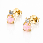 Boucles d'oreilles à clous en argent sterling 925 avec opale et zircone cubique – Plaquées or et rhodium - NAFALUXE