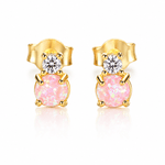 Boucles d'oreilles à clous en argent sterling 925 avec opale et zircone cubique – Plaquées or et rhodium - NAFALUXE
