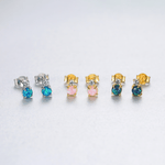 925 Sterling Silver Opal Stud Earrings with Cubic Zirconia – Gold & Rhodium Plated - NAFALUXE