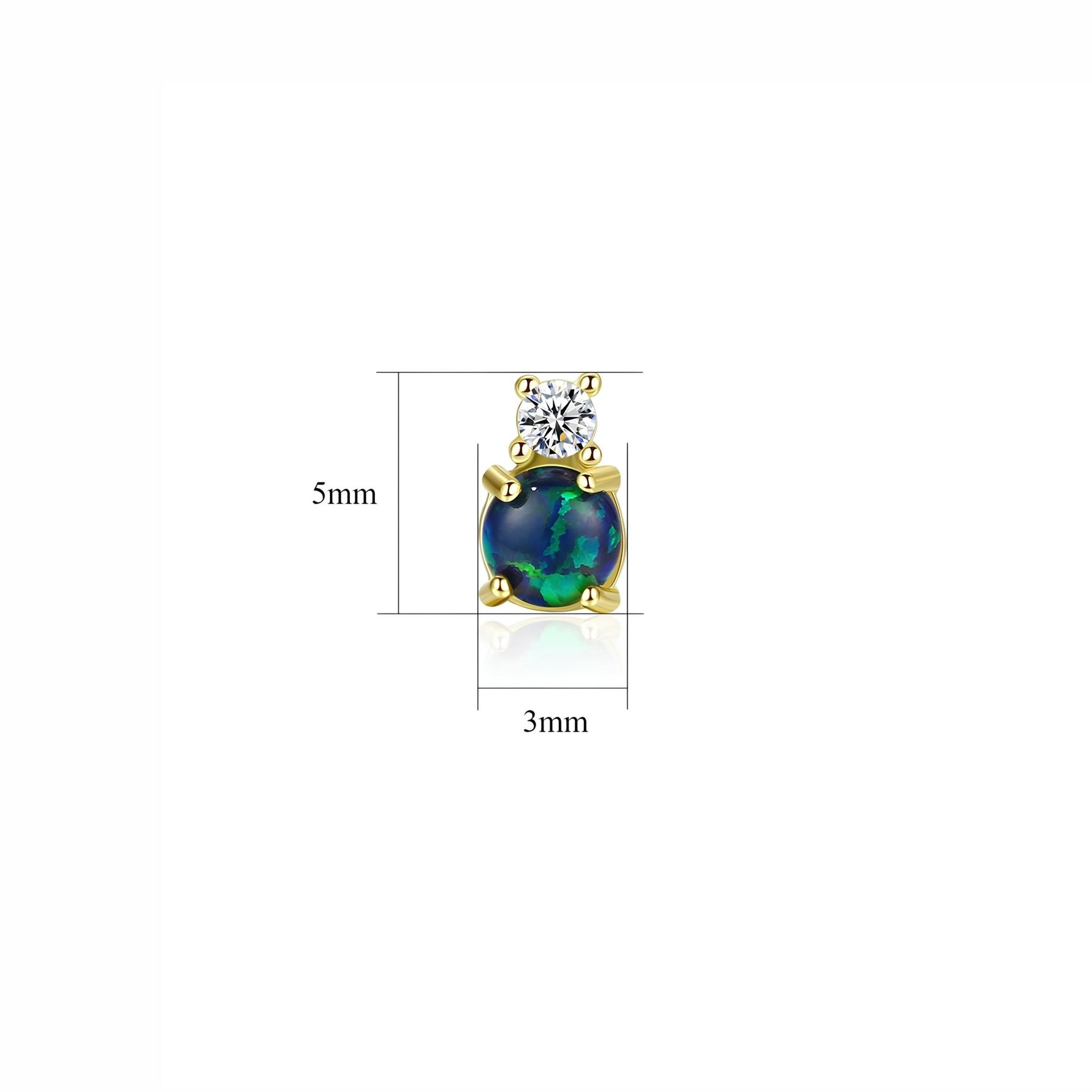 Boucles d'oreilles à clous en argent sterling 925 avec opale et zircone cubique – Plaquées or et rhodium - NAFALUXE