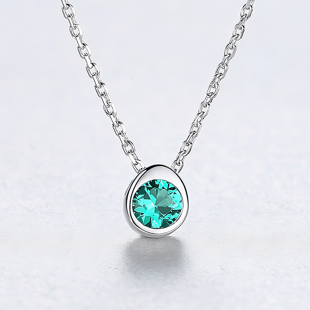 925 Sterling Silver Pendant Necklace with Colored Composite Stone – Gold & Rhodium Plated - NAFALUXE