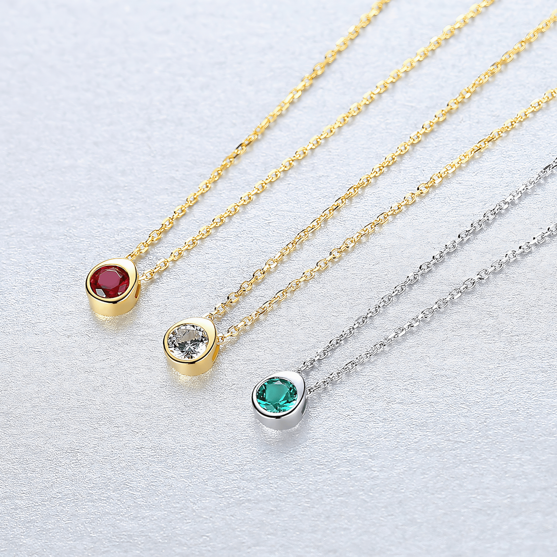 925 Sterling Silver Pendant Necklace with Colored Composite Stone – Gold & Rhodium Plated - NAFALUXE
