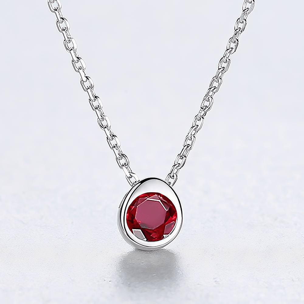 925 Sterling Silver Pendant Necklace with Colored Composite Stone – Gold & Rhodium Plated - NAFALUXE