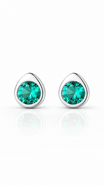925 Sterling Silver Stud Earrings with Round Zircon Stone – Minimal Luxury Design - NAFALUXE