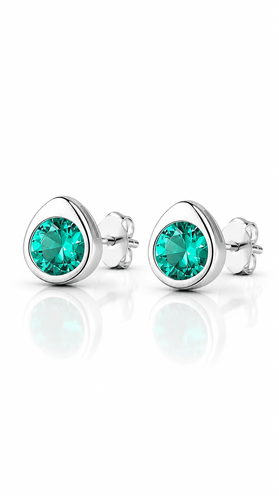 925 Sterling Silver Stud Earrings with Round Zircon Stone – Minimal Luxury Design - NAFALUXE