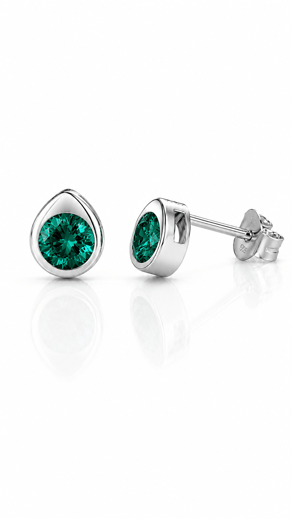 925 Sterling Silver Stud Earrings with Round Zircon Stone – Minimal Luxury Design - NAFALUXE