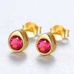 925 Sterling Silver Stud Earrings with Round Zircon Stone – Minimal Luxury Design - NAFALUXE
