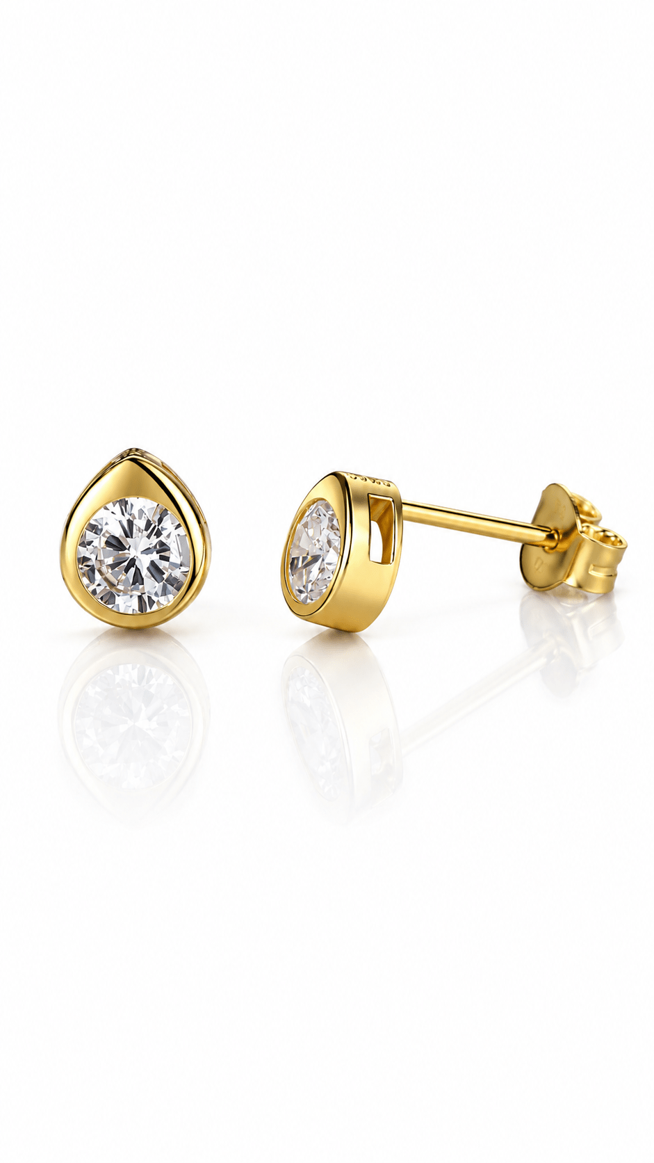 925 Sterling Silver Stud Earrings with Round Zircon Stone – Minimal Luxury Design - NAFALUXE