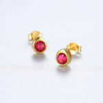 925 Sterling Silver Stud Earrings with Round Zircon Stone – Minimal Luxury Design - NAFALUXE