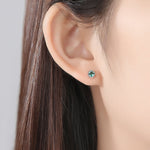 925 Sterling Silver Stud Earrings with Round Zircon Stone – Minimal Luxury Design - NAFALUXE