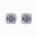 Amethyst Halo Stud Earrings – 925 Silver - NAFALUXE