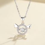 Angel Wings Circle Pendant – 925 Silver - NAFALUXE