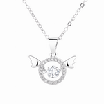 Angel Wings Circle Pendant – 925 Silver - NAFALUXE
